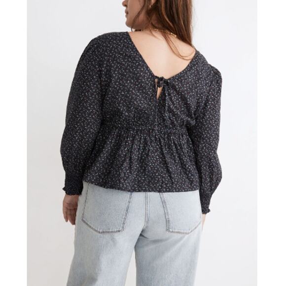 NEW MADEWELL Multicolor Campden Daisies Tie-Back Peplum Blouse Top Size M - Picture 8 of 9
